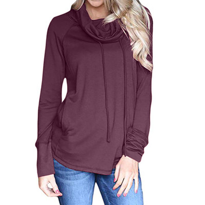 

Nomeni Womens Long Sleeve Cowl Neck Casual Sweatshirt Tops with Pockets