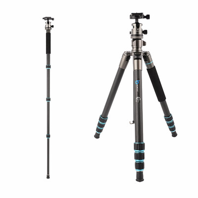 

BONFOTO Carbon Fiber 576" B674C Lightweight Portable Compact Travel Tripod&Monopod