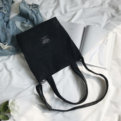 

Canvas bag female 2019 Korean version 100 fashion corduroy student schoolbag single shoulder oblique satchel shopping bag