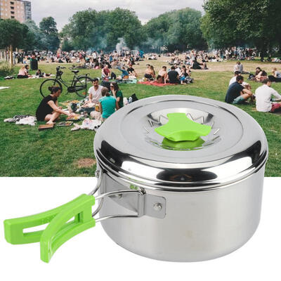 

Greensen Outdoor Stainless Steel Portable Cooking Pot Camping Picnic Cookware