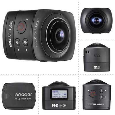 

Andoer Panorama 360° VR Video Camera Full HD 1440P 1080P 30FPS 8MP Sports Action IP Camera 220° Fisheye Wide-angle Lens Dome Wifi