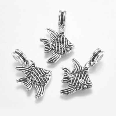 

Alloy European Dangle Beads Fish Antique Silver 29mm Hole 5mm