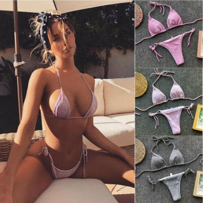 

Sexy Bikini Swimwear Set Women Micro Thong G-String Bra Mini Lingerie Swimsuit