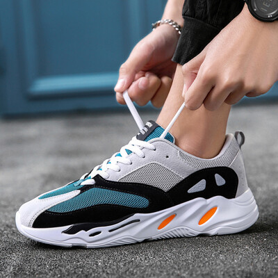 

Spring new running shoes couple breathable flying weaving mesh wild stitching sports shoes Korean tide shoes