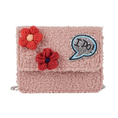 

Chain Sling Messenger Bag Flower Letter Women Plush Shoulder Crossbody Bags