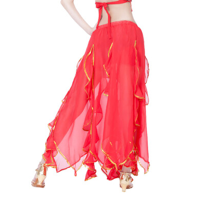 

Roseonmyhand Women Sequin Side Split Skirt Chiffon Belly Dance Performance Skirt