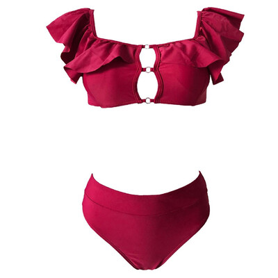 

Saidsome Womens Two Piece Ruffles Sexy Split Swimsuit Bikini Swimsuit Beachwear