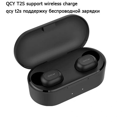 

QCY T2S support wireless charge TWS BT50 Wireless Earphones with Dual Mircophone 3D Stereo Bluetooth Headphones For All Phone
