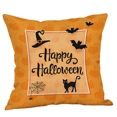 

Toponeto Happy Halloween Pillow Cases Linen Sofa Cushion Cover Home Decor