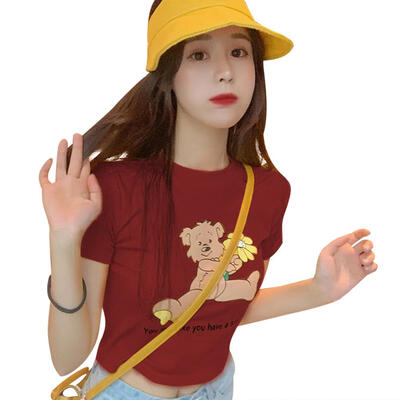 

Women O-Neck Fashion T-Shirt Short Sleeve Cartoon Print Summer Leisure Tops