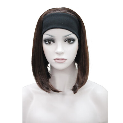 

StrongBeauty Cute BOB 3-4 Wig with Headband Orange Brown Straight Womens Short Half Hair Wigs COLOUR CHOICES