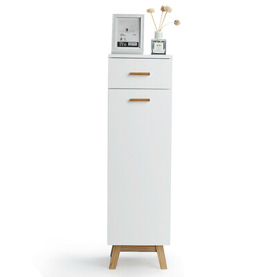 

Waterproof Bathroom Cabinet with Adjustable Shelves&Sliding Drawer-White