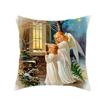

Siaonvr Christmas Series Home Decor Polyester Peach Skin Pillow Case 18x18in