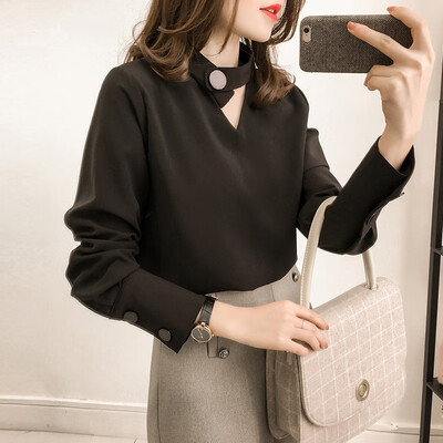 

Womens Long Sleeve T Shirt Ladies Casual Hanging Neck Solid Tops Blouse Pullover