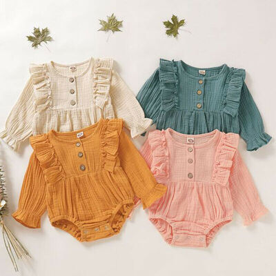 

Newborn Baby Girl Ruffle Cotton Clothes Romper Bodysuit Jumpsuit Outfits Set