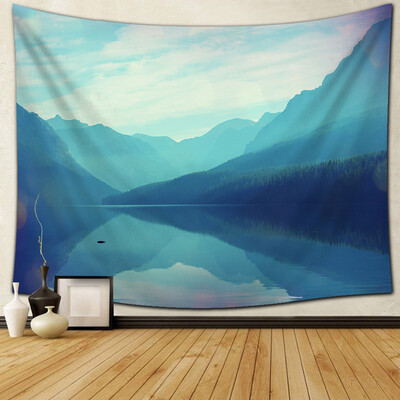 

Gobestart Wall Hanging Tapestry Snowy Blue Sky Lake Nature Home Decorations 50 x 60 inch