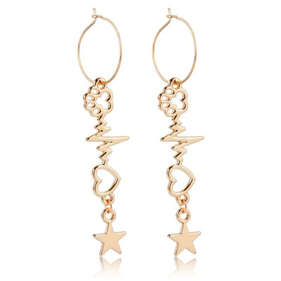 

Women Gold Hallow Heart An Star Drop Earrings Fashion Gift For Lover Beach Earrings Female Women Handmade Wedding Jewelry