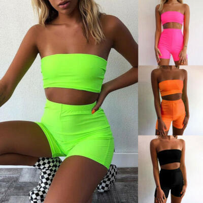 

2PCS Sexy Women Sports Romper Crop Top Shorts Jumpsuit Summer Set Outfits