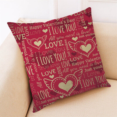 

Siaonvr Happy Valentine Pillow Cases Cotton Linen Sofa Cushion Cover Home Decor