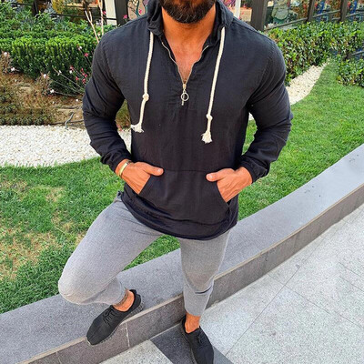 

Mens Casual Long Sleeve Tops Drawstring Hoodie Slim Fit Sports Sweater Pullover