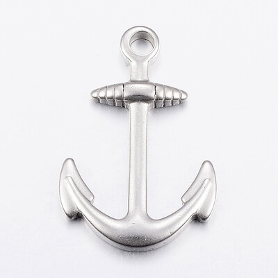 

304 Stainless Steel Pendants Anchor Stainless Steel Color 375x25x4mm Hole 4mm