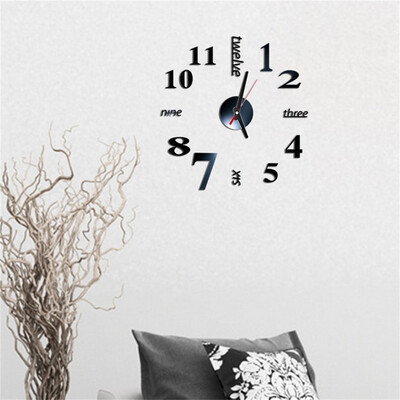 

Siaonvr 3D DIY Roman Numbers Acrylic Mirror Wall Sticker Clock Home Decor Mural Decals