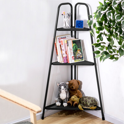 

Siaonvr Nordic Corner Bookcase Wall Shelf Three-Story Indoor Wrought Iron Flower Stand