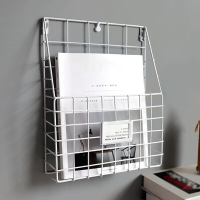 

〖Follure〗Simple Iron Wall-Mounted Hanging Rack Magazine Newspaper Storage Shelf Organizer