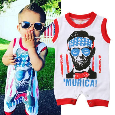 

USA Summer Toddler Baby Boys Vest Romper Bodysuit Jumpsuit Kids Clothes Outfit