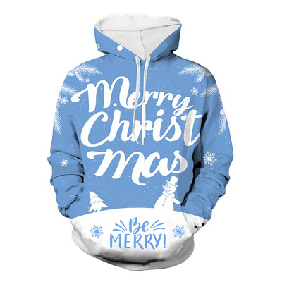 

Toponeto Christmas Women Men Couples Print Long Sleeve Hoodie Sweatshirt Pullover Tops