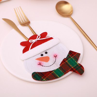 

Tailored 2PC Xmas Decor Tableware Set Bag Holder Christmas Dinner Table Layout Supplies