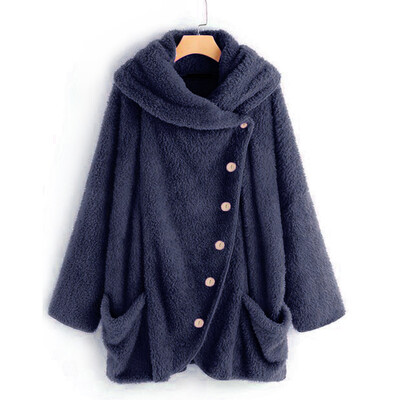 

Roseonmyhand Women Casual Solid Turtleneck Big Pockets Cloak Coats Vintage Oversize Coats
