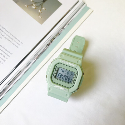 

Tea Green Box Watch Unicorn ins Waterproof Electronic Watches for Middle School Students in Korean Simple Uzzang