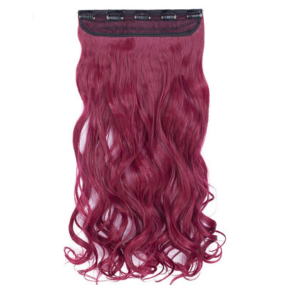 

Synthetic Fiber Clips in on Hair Extension 34 Full Head One Piece 5 Clips Long Silky Straight Curly Wavy
