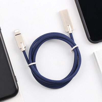

Zinc Alloy 1m 20A Knitted Charging Cable 8 Pin Data Line For Flash IPhone IPad