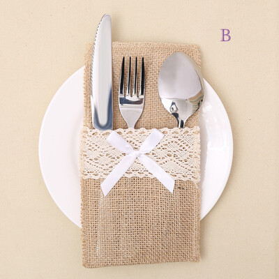 

〖Follure〗Christmas Xmas Decor Linen Kitchen Tableware Holder Pocket Dinner Cutlery Bag