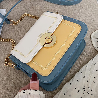

Summer on the new womens bag 2019 new fashion Messenger bag chain shoulder texture small square bag