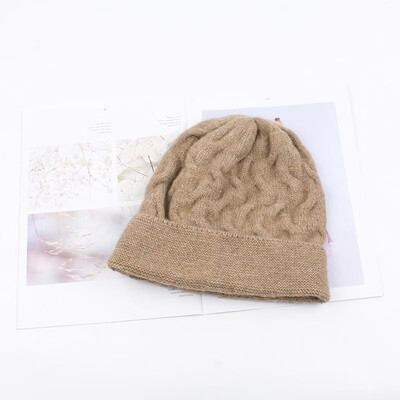 

Women Thick Twist Thread Knitted Bonnet Beanies Hat Candy Color Ribbed Autumn Winter Baggy Crochet Cap Warm Skullies Headwear