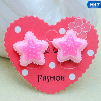 

2pcs Kawaii Fake Non-Piercing Rhinestone Clip-On Earrings Chic Baby Girls Gift