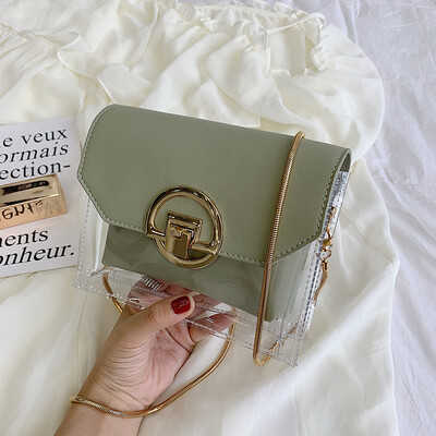 

Jelly transparent small bag summer fashion small fresh womens bag new 2019 chain small square bag shoulder Messenger bag