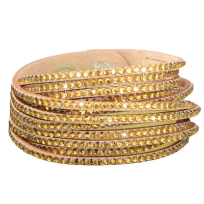 

Personality Solid Drill Colourful Rhinestone Multi-Layer Leather Rope Manual Bracelet Unisex Pair Jewellery