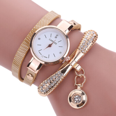 

Women Leather Rhinestone Analog Quartz Wrist Harajuku Watches Bracelet