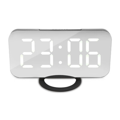 

LED Digital Alarm Clock Mirror Snooze Desktop Night Light Four Colors Display