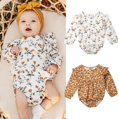 

US Botique Newborn Baby Girls Flower Clothes Long Sleeve Romper Jumpsuit Outfits