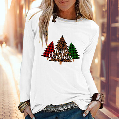 

Tailored Christmas Women Print Color Print Tops Hooded Pullover Blouse T-Shirts