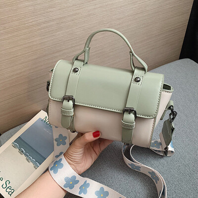 

Bag female new fashion contrast color broadband mobile Messenger bag wild retro small square package tide