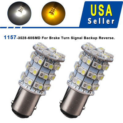 

2X 1157 60SMD Dual Color Switchback White Amber Tail Brake Signal LED Light Bulb