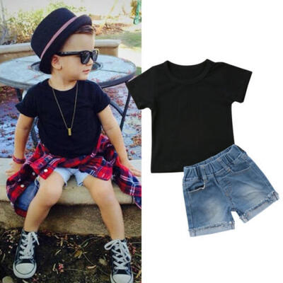 

Toddler Kids Boy Summer Clothes T-shirt TopsDenim Shorts Pants Outfits 2pcs Set
