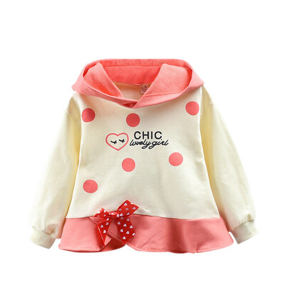 

Baby Girl Clothes 0-4T Loose Casual Letter Dot Print Hooded Top Cute Toddler Autumn New Sweet Bow Decoration Girl Hoodie
