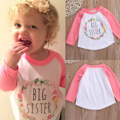 

New Big Sister Toddler Kids Baby Girls Long Seelves Clothes Cotton T-shirt Tops